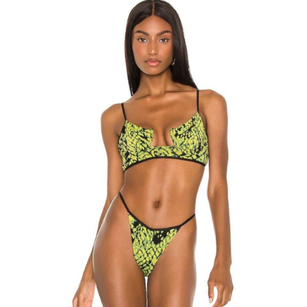 Michael Costello x REVOLVE Granger Bottom in Green Glow Snake NWT Size S…